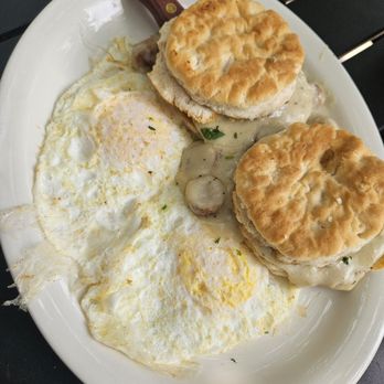 Jazzy’s - Biscuits and gravy with eggs over easy. - Breakfast & Brunch Near Me - Providence, Rhode Island
