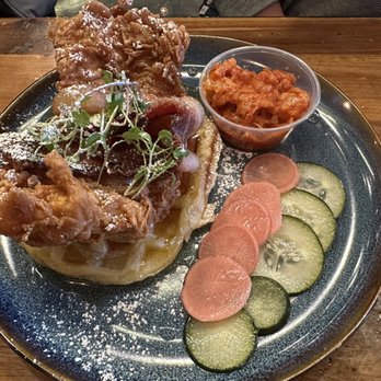 Cafe HwaSan - Croffle with chicken, kimchi add on - Korean Near Me - Plano, Texas Cafe HwaSan - Croffle with chicken, kimchi add on - Korean Near Me - Plano, Texas