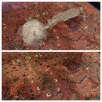 South Shore Chem-Dry - Paint before and after on a wool rug. - Carpet Cleaning Near Me - Hanover, Massachusetts South Shore Chem-Dry - Paint before and after on a wool rug. - Carpet Cleaning Near Me - Hanover, Massachusetts