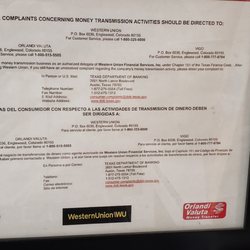 H-E-B - The only notice posted in the store for public view -- regarding Western Union financial products