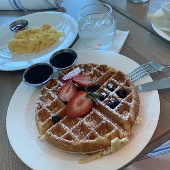 Artisan Beach House - Waffle and side of eggs - American Near Me - Bal Harbour, Florida Artisan Beach House - Waffle and side of eggs - American Near Me - Bal Harbour, Florida