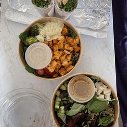 OverGreens Salads & Juices - From the top... Salmon wrap, Village Style Bowl , Grandma Bowl