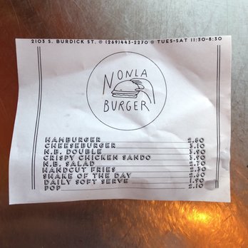 Nonla Burger - Menu - Burgers Near Me - Kalamazoo, Michigan