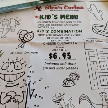 Nico's Cocina - Kid menu Sept 2023 - Mexican Near Me - Carrollton, Texas Nico's Cocina - Kid menu Sept 2023 - Mexican Near Me - Carrollton, Texas