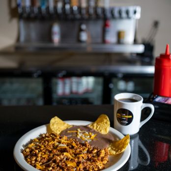 The Burger and I - a plate of food and a cup of coffee - Burgers Near Me - El Centro, California