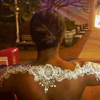 White Henna And Crystals Applied On Back Yelp