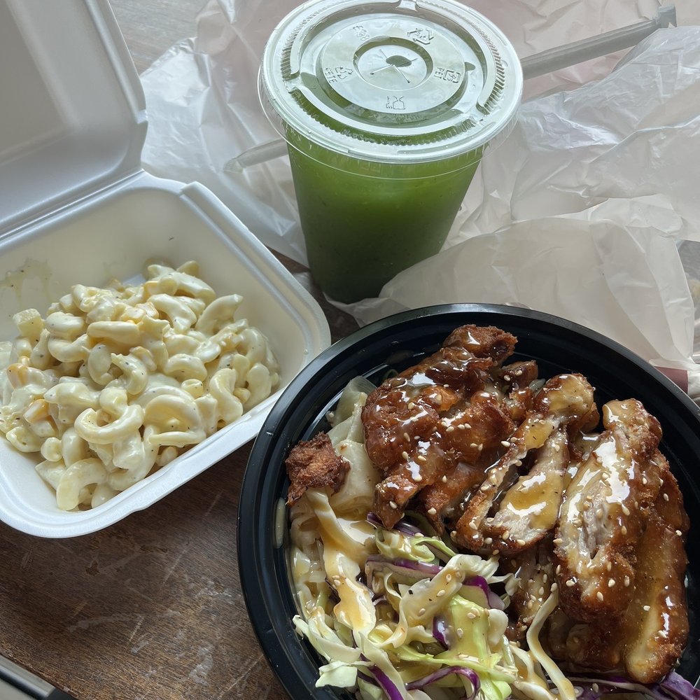 Ohana Cravings - Chicken Katsu, 1 Scoop of Mac Salad, Green Island Juice - Hawaiian Near Me - Riverside, California Ohana Cravings - Chicken Katsu, 1 Scoop of Mac Salad, Green Island Juice - Hawaiian Near Me - Riverside, California