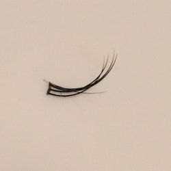 Extensions should not be like this. A clump of lashes glued together on my lash line. You can see my natural lash in the middle.