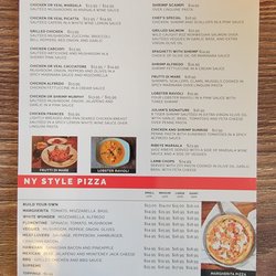 Roma's Italian Bistro - Back of menu