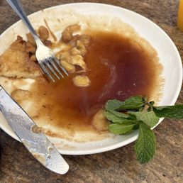 A small puddle of syrup