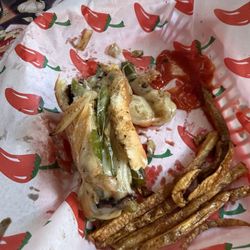 Cornudas, Texas - Philli Cheesesteak with fries