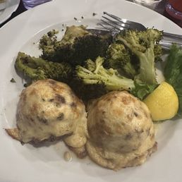 Grilled broccoli and stuffed shrimp