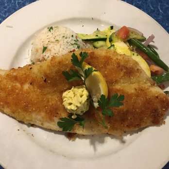 The Palm House - HUGE portion of Macadamia crusted Basa fish w/steamed coconut rice - delicious - American Near Me - Juno Beach, Florida The Palm House - HUGE portion of Macadamia crusted Basa fish w/steamed coconut rice - delicious - American Near Me - Juno Beach, Florida