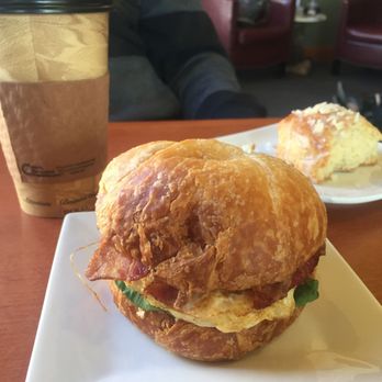 Perfect Blend - Tweezer on a croissant, almond scone, and soy pot o' gold latte - Bakeries Near Me - Delmar, New York