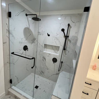 Gatsby Glass - Inline matte black shower - Glass & Mirrors Near Me - Raleigh, North Carolina Gatsby Glass - Inline matte black shower - Glass & Mirrors Near Me - Raleigh, North Carolina