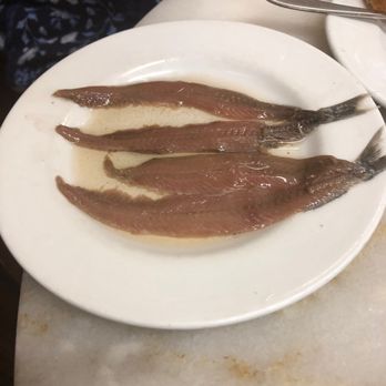 El Xampanyet - Anchovies. Personally, I wouldn't touch 'em but my dining partner said they were great! - Tapas Bars Near Me - Barcelona, B El Xampanyet - Anchovies. Personally, I wouldn't touch 'em but my dining partner said they were great! - Tapas Bars Near Me - Barcelona, B