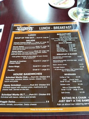 Menu photo 1 Schnitzel Works Ottawa, ON