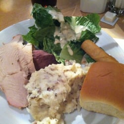 Timbers Buffet - Mashed potatoes, turkey, roast beef, ceaser salad, roll and veggie spring roll