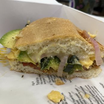 Tortas Frontera - bacon egg and cheese torta with poblanos added - Mexican Near Me - Chicago, Illinois Tortas Frontera - bacon egg and cheese torta with poblanos added - Mexican Near Me - Chicago, Illinois