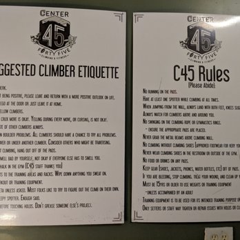 Center 45 - Climber etiquette and rules - Rock Climbing Near Me - Boone, North Carolina Center 45 - Climber etiquette and rules - Rock Climbing Near Me - Boone, North Carolina