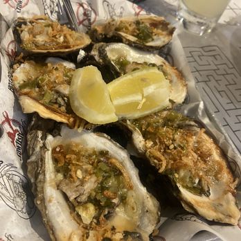Crawfish Cafe - Scallion Oil Grilled Oysters - Seafood Near Me - Houston, Texas