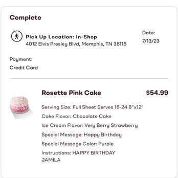Baskin Robbins - the order of a pink cake - Ice Cream & Frozen Yogurt Near Me - Memphis, Tennessee