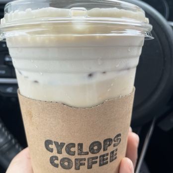 Cyclops Coffee - Caramel Latte will Vanilla Cold Foam - Coffee & Tea Near Me - Long Beach, California Cyclops Coffee - Caramel Latte will Vanilla Cold Foam - Coffee & Tea Near Me - Long Beach, California