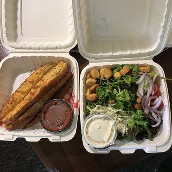 Mission Pizza - Garlic Cheese Bread and Garden salad. - Pizza Near Me - Avila Beach, California Mission Pizza - Garlic Cheese Bread and Garden salad. - Pizza Near Me - Avila Beach, California