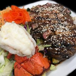 The Laughing Owl Restaurant - Hibachi Steak & Lobster Tail.