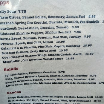 Bar Bocce - Apps, Salads menu. Fri dinner 2016-06-10 - Pizza Near Me - Sausalito, California Bar Bocce - Apps, Salads menu. Fri dinner 2016-06-10 - Pizza Near Me - Sausalito, California