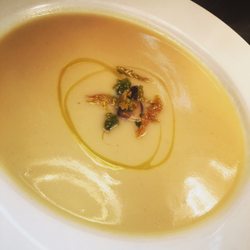 Revolve Restaurant - Cauliflower Soup | Portobello Croutons | Celery Leafs | Saffron Oil