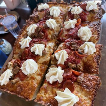 Blue Pan Pizza - Brooklyn pizza. Sausage, pepperoni, ricotta. Brooklyn Bridge - Pizza Near Me - Golden, Colorado Blue Pan Pizza - Brooklyn pizza. Sausage, pepperoni, ricotta. Brooklyn Bridge - Pizza Near Me - Golden, Colorado