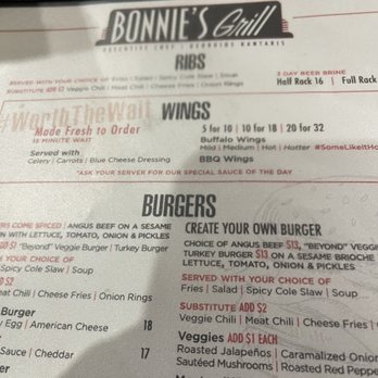 Bonnie's Grill - Da menu - Chicken Wings Near Me - Brooklyn, New York