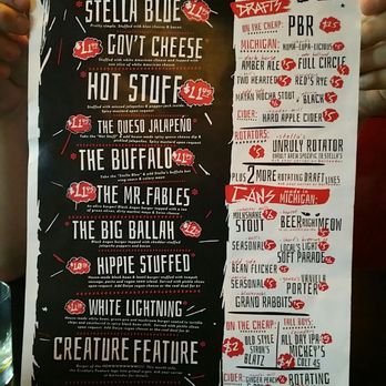 Stella's Lounge - Menu 7/2017. Burgers on the left. - Burgers Near Me - Grand Rapids, Michigan