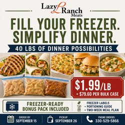 Lazy L Ranch Meats - Chicken Stock Up Sale August 30-September 15  Pick Up Date:  September 26 at 3 locations - Wayne, Summit and Stark Counties