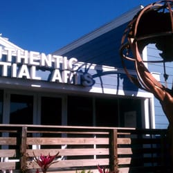 Authentic Martial Arts- - Atlas stands in the parking lot.