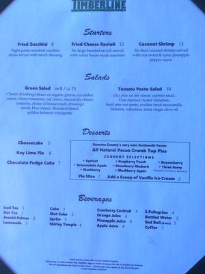 Menu photo 4 Timberline Restaurant Guerneville, CA