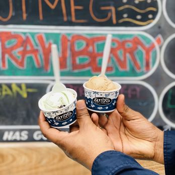 Amy's Ice Creams - Mint Chip on left and Coffee on right in a tiny cup - Ice Cream & Frozen Yogurt Near Me - Austin, Texas