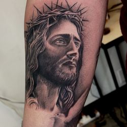 Aesthetic Ink - Black and grey religious tattoo