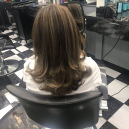 My moms hair .