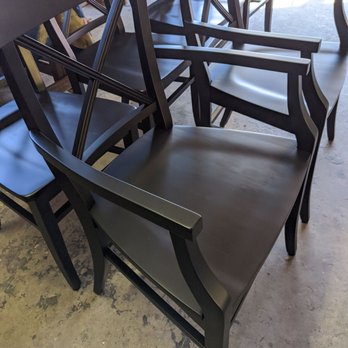 Custom Craft - Satin black finish chairs during their restoration. - Furniture Repair Near Me - San Clemente, California