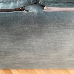 Kostas Upholstery - The zipper broke and after waiting months, they returned the sofa to me like this. Why not replace all zippers so they match?