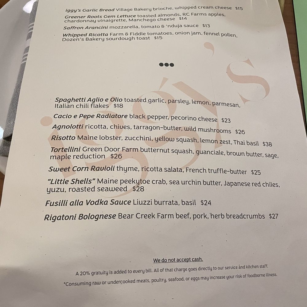 Iggys - Summer Menu - Italian Near Me - Nashville, Tennessee