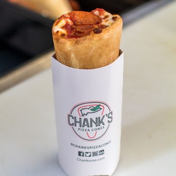 Chank's Pizza Cones - a close up of the wrapper - Food Trucks Near Me - Bridgeton, New Jersey Chank's Pizza Cones - a close up of the wrapper - Food Trucks Near Me - Bridgeton, New Jersey