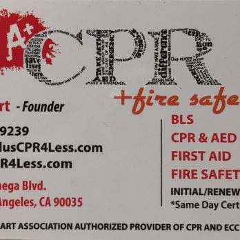 A Plus CPR 4 Less - Ziva's Business Card/Contact Info - CPR Classes Near Me - Los Angeles, California