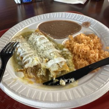 The Chill Spot - Green Chili Enchiladas with rice and beans - Arcades Near Me - Phoenix, Arizona The Chill Spot - Green Chili Enchiladas with rice and beans - Arcades Near Me - Phoenix, Arizona