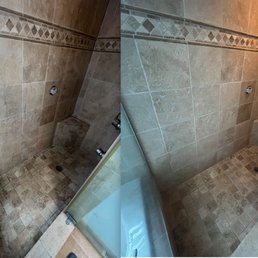 before/after of our steam shower and the grout, caulk, and cleaning work Sonny did. before/after of our steam shower and the grout, caulk, and cleaning work Sonny did.