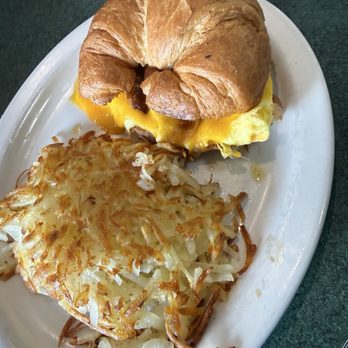 Metro Diner - Croissant breakfast sandwich with egg, cheese and turkey sausage - American Near Me - Kissimmee, Florida