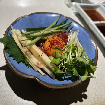 Anjin - Marinated Raw Beef with Egg Yolk - Japanese Near Me - Costa Mesa, California