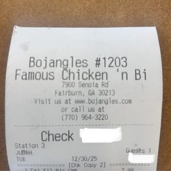 Bojangles - Receipt